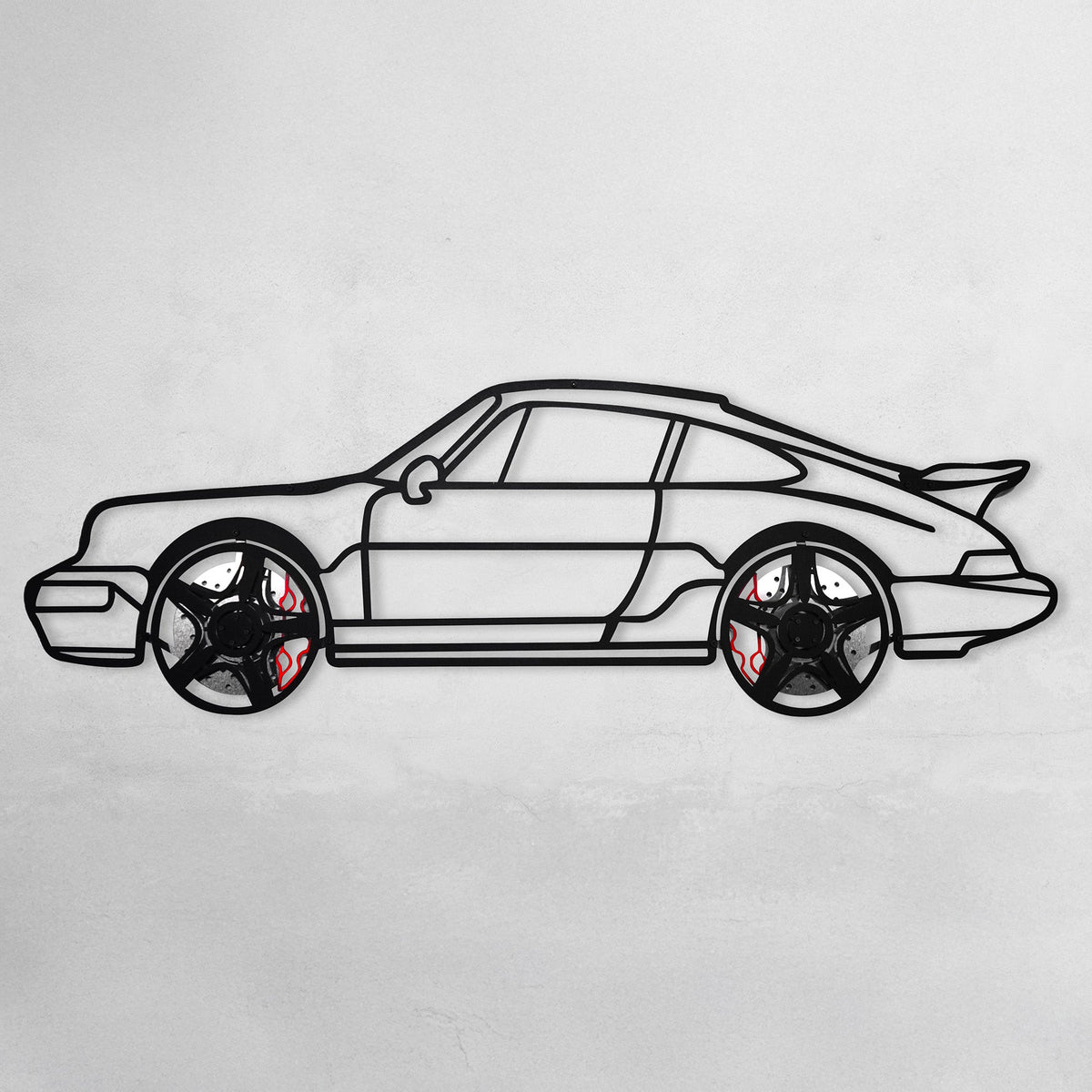 WONDERWALL 'L’Atelier Fun Collection' Classic Porsche 911 Wall Art – Retro Steel Silhouette with Spinning Wheels-KAFMEKA038