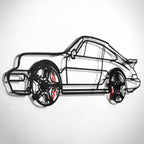 WONDERWALL 'L’Atelier Fun Collection' Classic Porsche 911 Wall Art – Retro Steel Silhouette with Spinning Wheels-KAFMEKA038