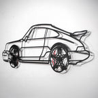 WONDERWALL 'L’Atelier Fun Collection' Classic Porsche 911 Wall Art – Retro Steel Silhouette with Spinning Wheels-KAFMEKA038