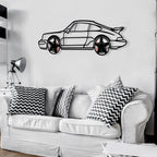 WONDERWALL 'L’Atelier Fun Collection' Classic Porsche 911 Wall Art – Retro Steel Silhouette with Spinning Wheels-KAFMEKA038