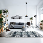 WONDERWALL 'L’Atelier Fun Collection' Classic Porsche 911 Wall Art – Retro Steel Silhouette with Spinning Wheels-KAFMEKA038