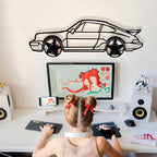 WONDERWALL 'L’Atelier Fun Collection' Classic Porsche 911 Wall Art – Retro Steel Silhouette with Spinning Wheels-KAFMEKA038