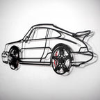 WONDERWALL 'L’Atelier Fun Collection' Classic Porsche 911 Wall Art – Retro Steel Silhouette with Spinning Wheels-KAFMEKA038