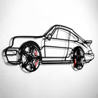 WONDERWALL 'L’Atelier Fun Collection' Classic Porsche 911 Wall Art – Retro Steel Silhouette with Spinning Wheels-KAFMEKA038