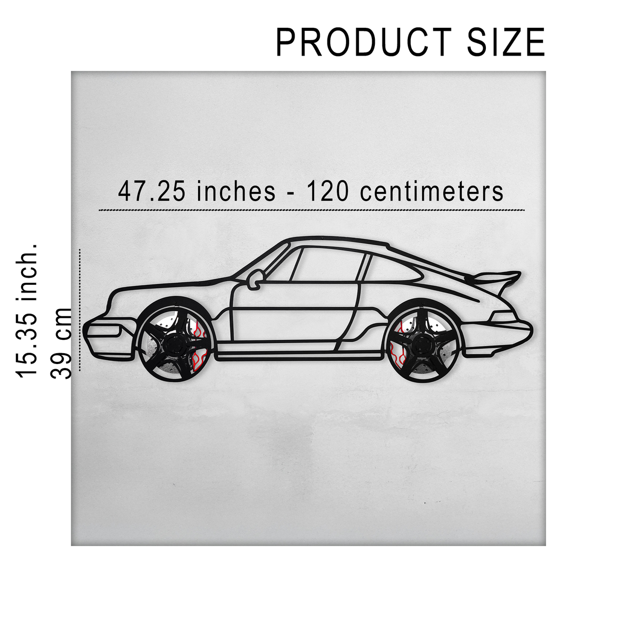 WONDERWALL 'L’Atelier Fun Collection' Classic Porsche 911 Wall Art – Retro Steel Silhouette with Spinning Wheels-KAFMEKA038
