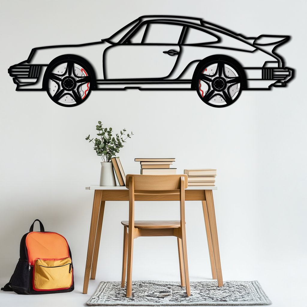 WONDERWALL 'L’Atelier Fun Collection' Porsche 911 Classic Metal Wall Art – Rotating Wheel Automotive Silhouette, Premium Gift for Car Lovers- KAFMEKA049