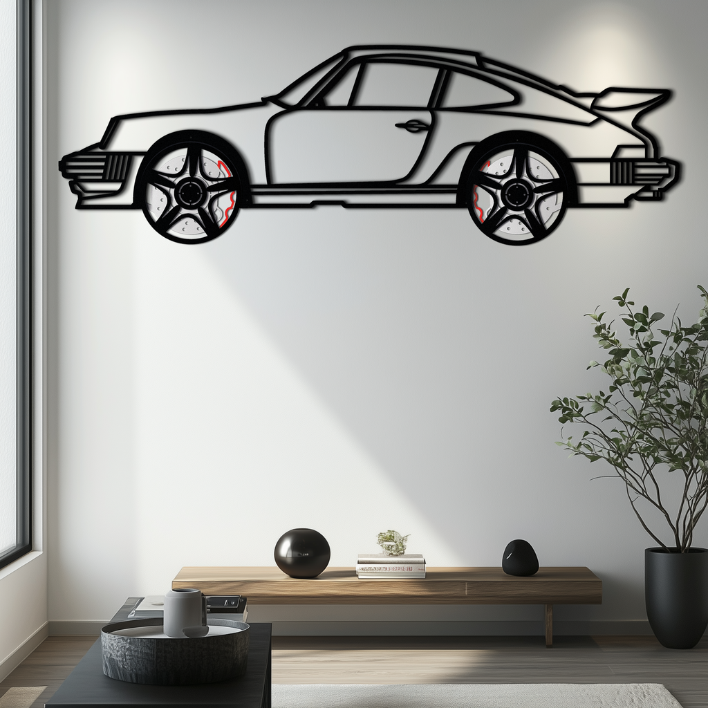 WONDERWALL 'L’Atelier Fun Collection' Porsche 911 Classic Metal Wall Art – Rotating Wheel Automotive Silhouette, Premium Gift for Car Lovers- KAFMEKA049