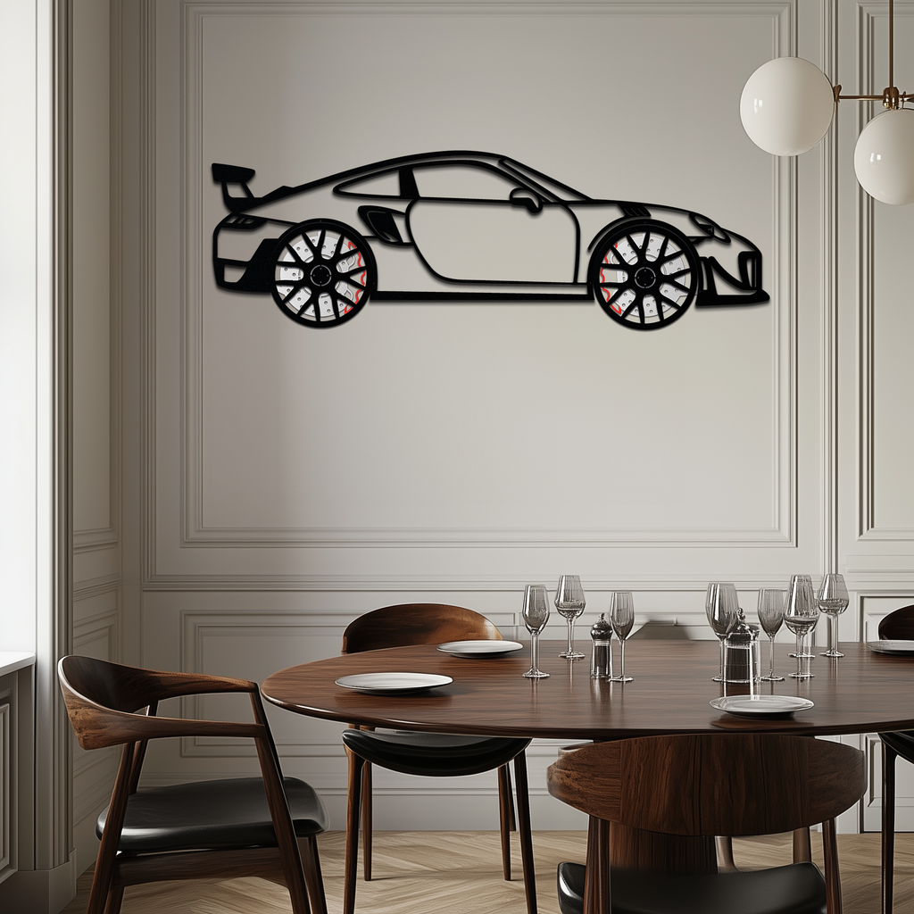 WONDERWALL 'L’Atelier Fun Collection' Porsche 911 GT2 Metal Wall Art – Rotating Wheel Motorsport Silhouette | Premium Gift for Car Enthusiasts ,KAFMEKA050