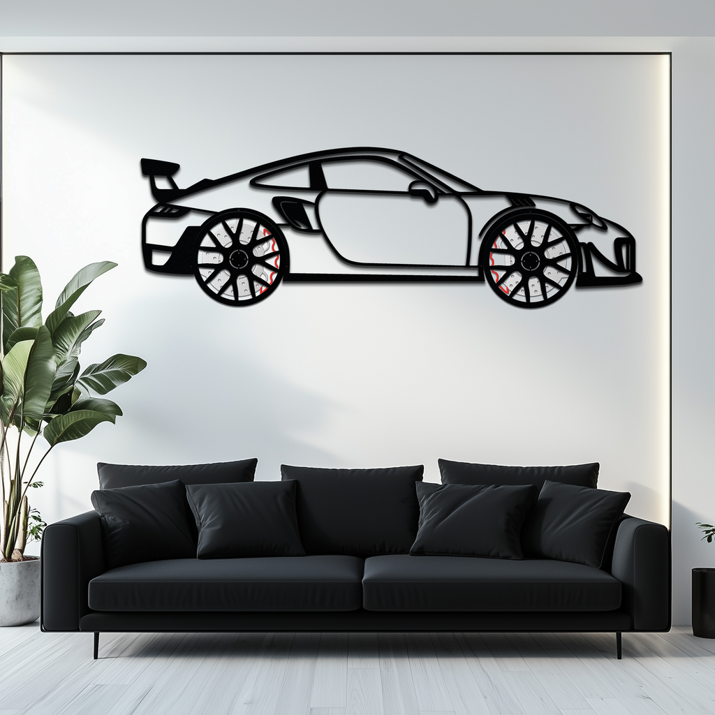 WONDERWALL 'L’Atelier Fun Collection' Porsche 911 GT2 Metal Wall Art – Rotating Wheel Motorsport Silhouette | Premium Gift for Car Enthusiasts ,KAFMEKA050