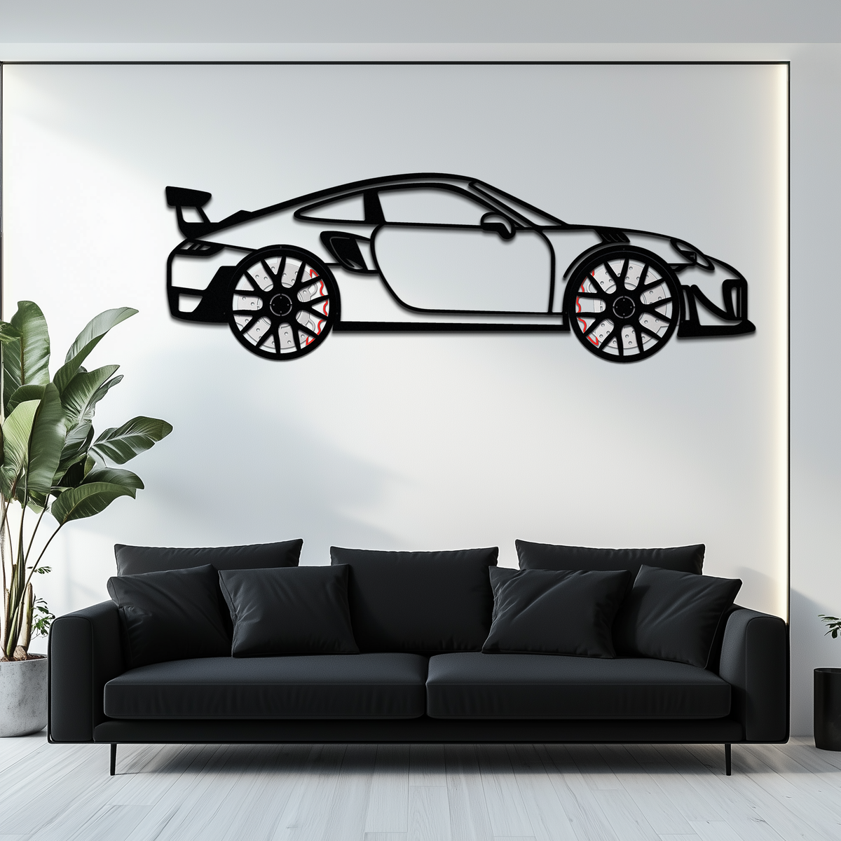 WONDERWALL 'L’Atelier Fun Collection' Porsche 911 GT2 Metal Wall Art – Rotating Wheel Motorsport Silhouette | Premium Gift for Car Enthusiasts ,KAFMEKA050
