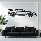 WONDERWALL 'L’Atelier Fun Collection' Chevrolet Corvette C5 Metal Wall Art – Rotating Wheels Sports Car Silhouette Wall Decor Gift-KAFMEKA092