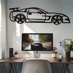 WONDERWALL 'L’Atelier Fun Collection' Chevrolet Corvette C5 Metal Wall Art – Rotating Wheels Sports Car Silhouette Wall Decor Gift-KAFMEKA092