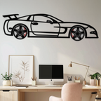 WONDERWALL 'L’Atelier Fun Collection' Chevrolet Corvette C5 Metal Wall Art – Rotating Wheels Sports Car Silhouette Wall Decor Gift-KAFMEKA092