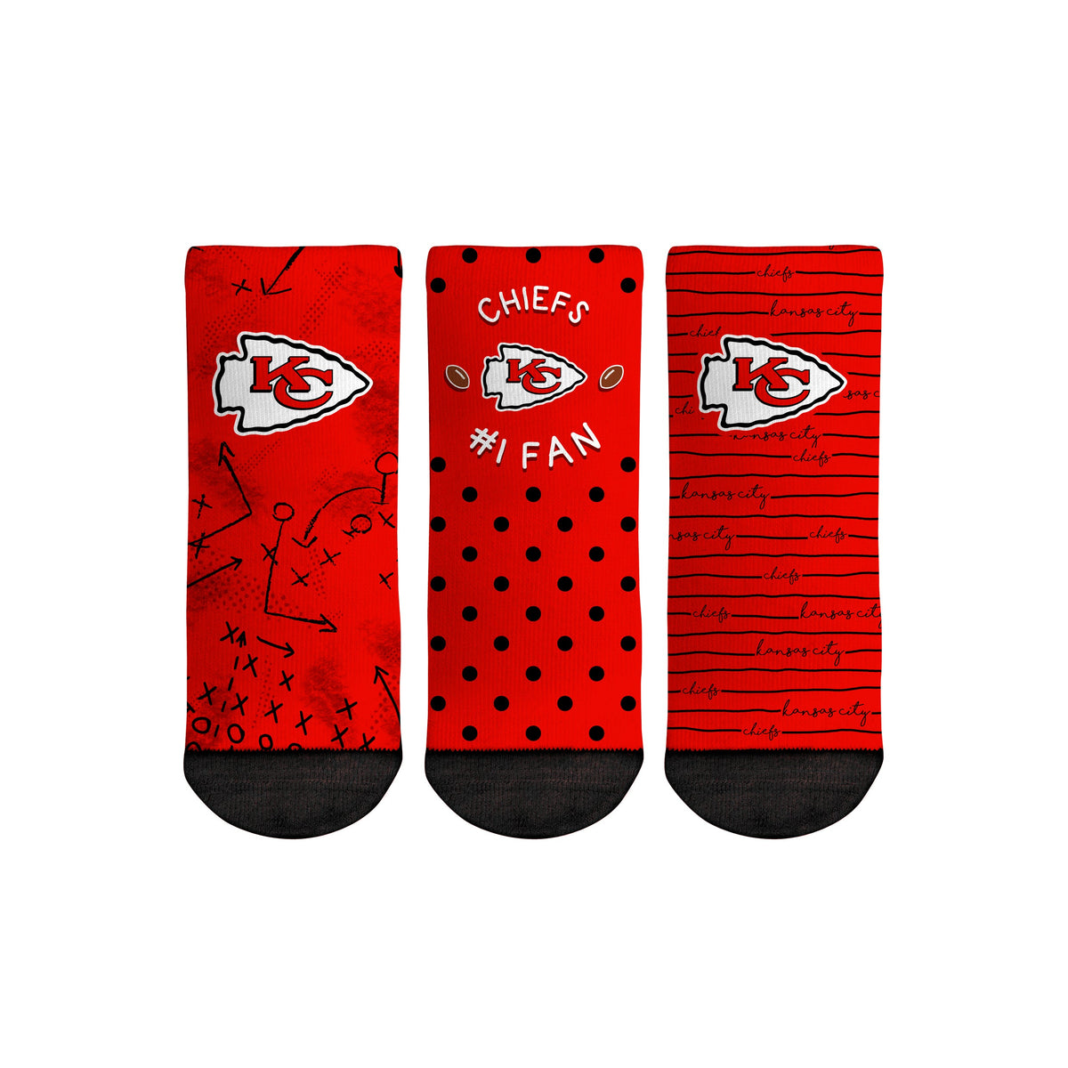 Kansas City Chiefs - Number 1 Fan 3-Pack (Toddler) Socks