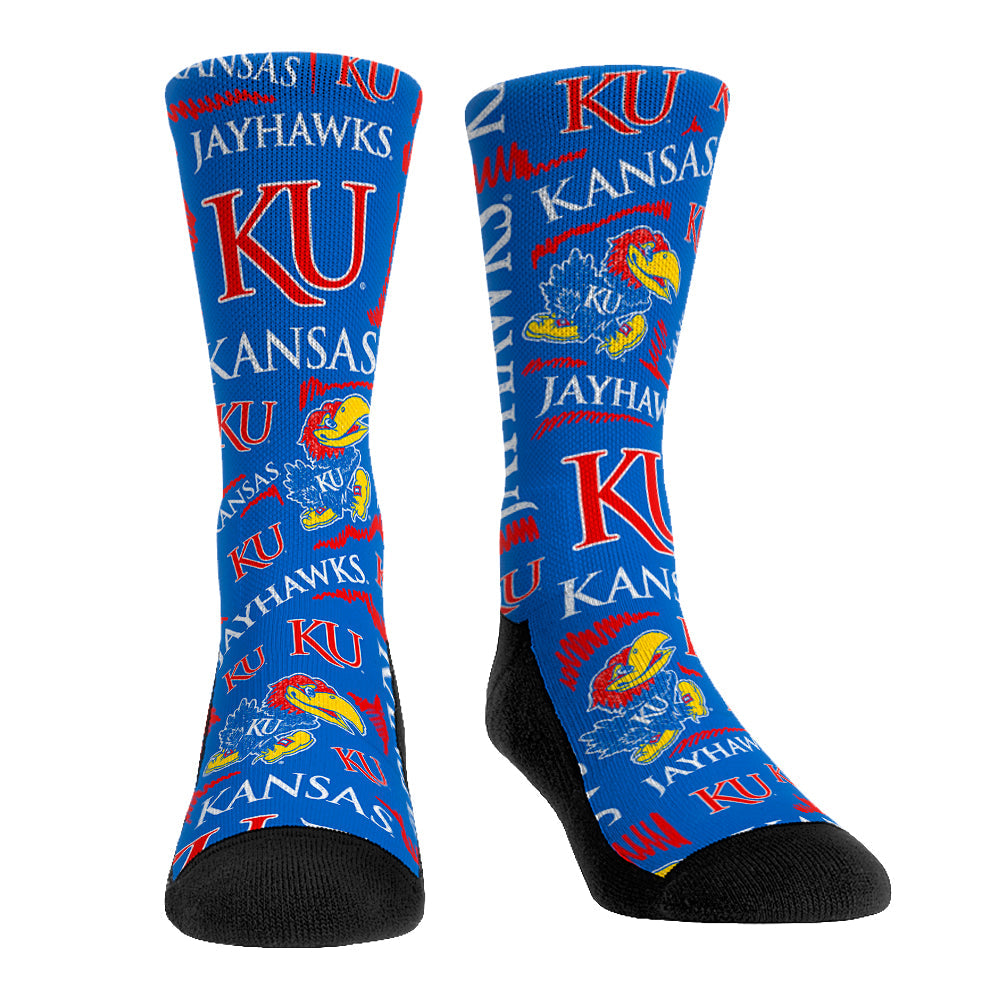 Kansas Jayhawks - Logo Sketch Crew Socks