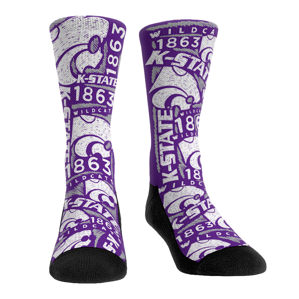 Kansas State Wildcats - Logo Sketch Crew Socks