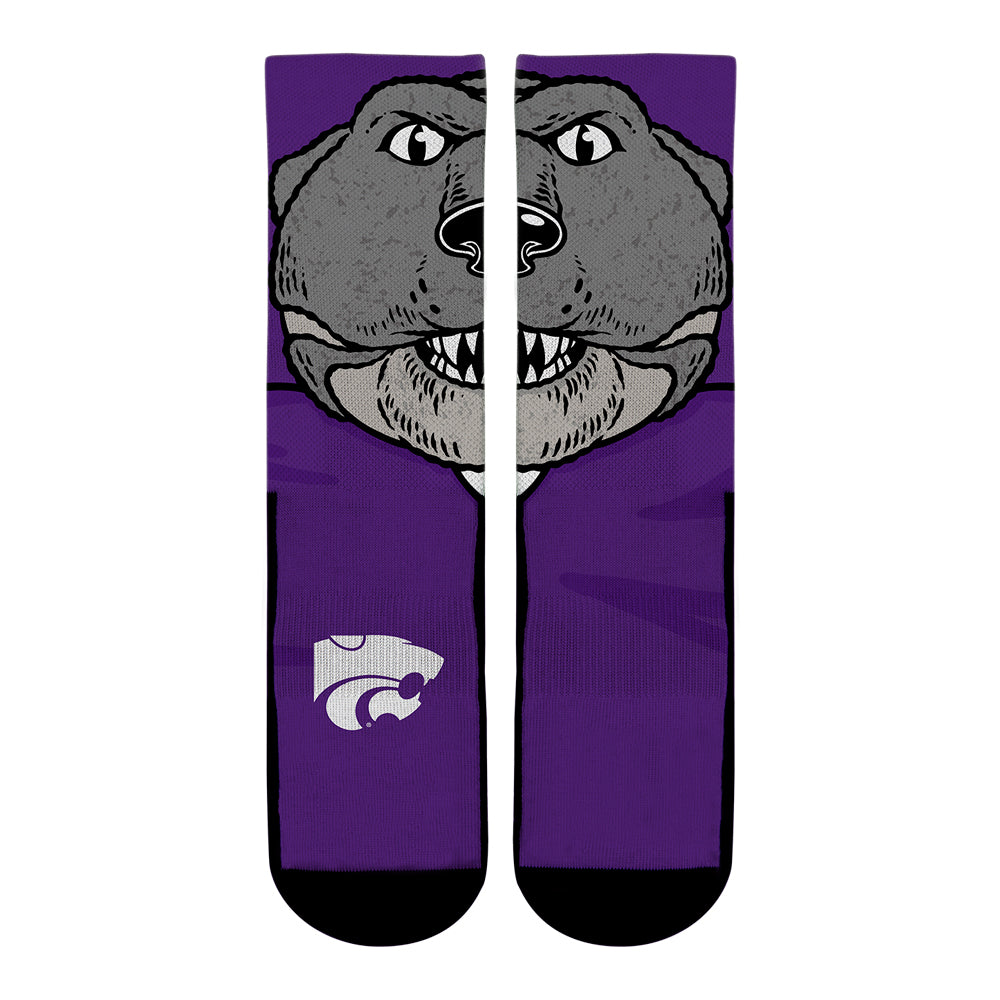 Kansas State Wildcats - Split Face Mascot Crew Socks