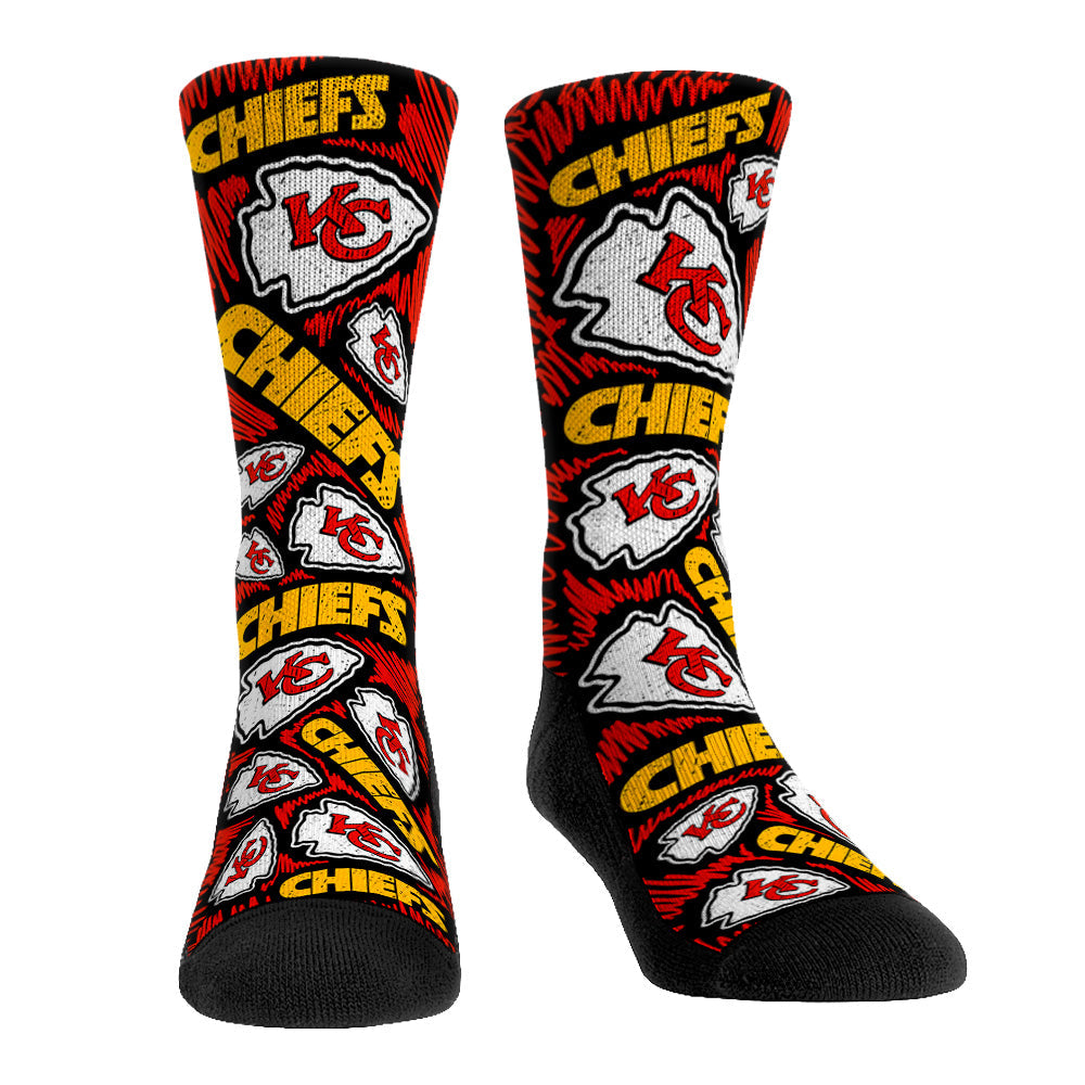 Kansas City Chiefs - Logo Sketch (Black) Crew Socks