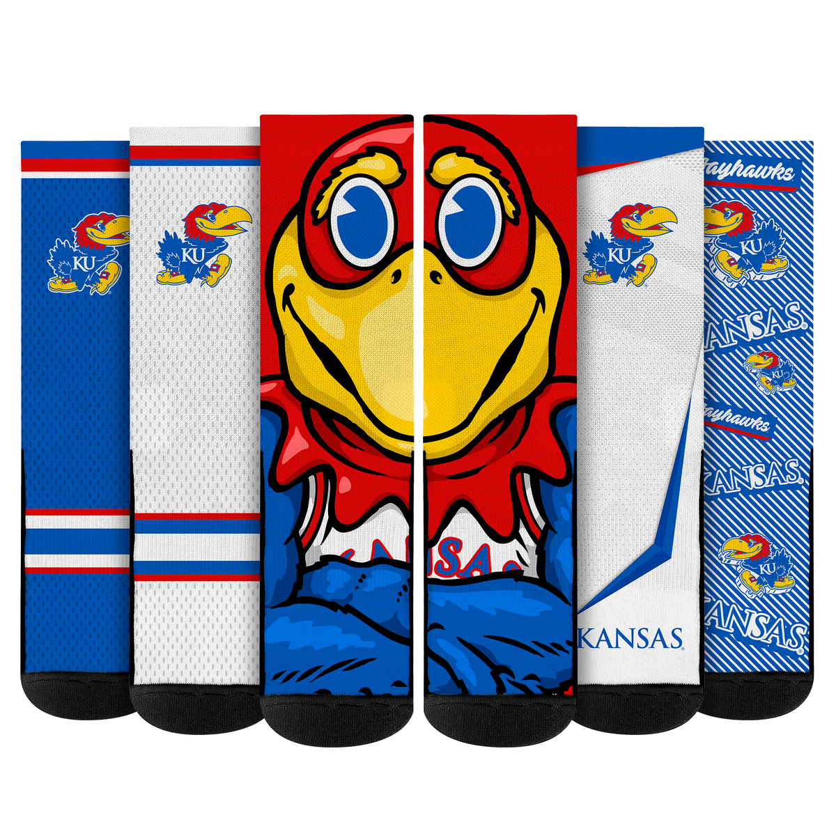 Kansas Jayhawks - Super Fan Crew Socks 5-Pack