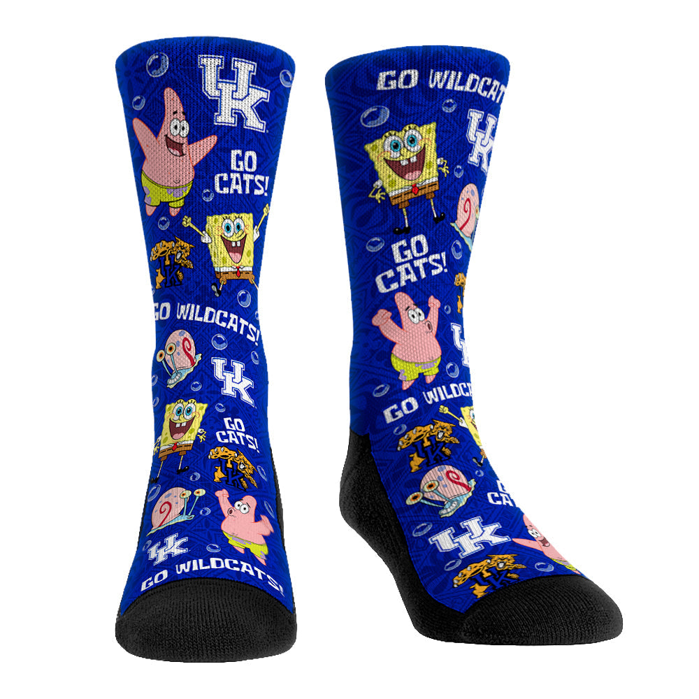 Kentucky Wildcats - SpongeBob SquarePants Characters All-Over Crew Socks
