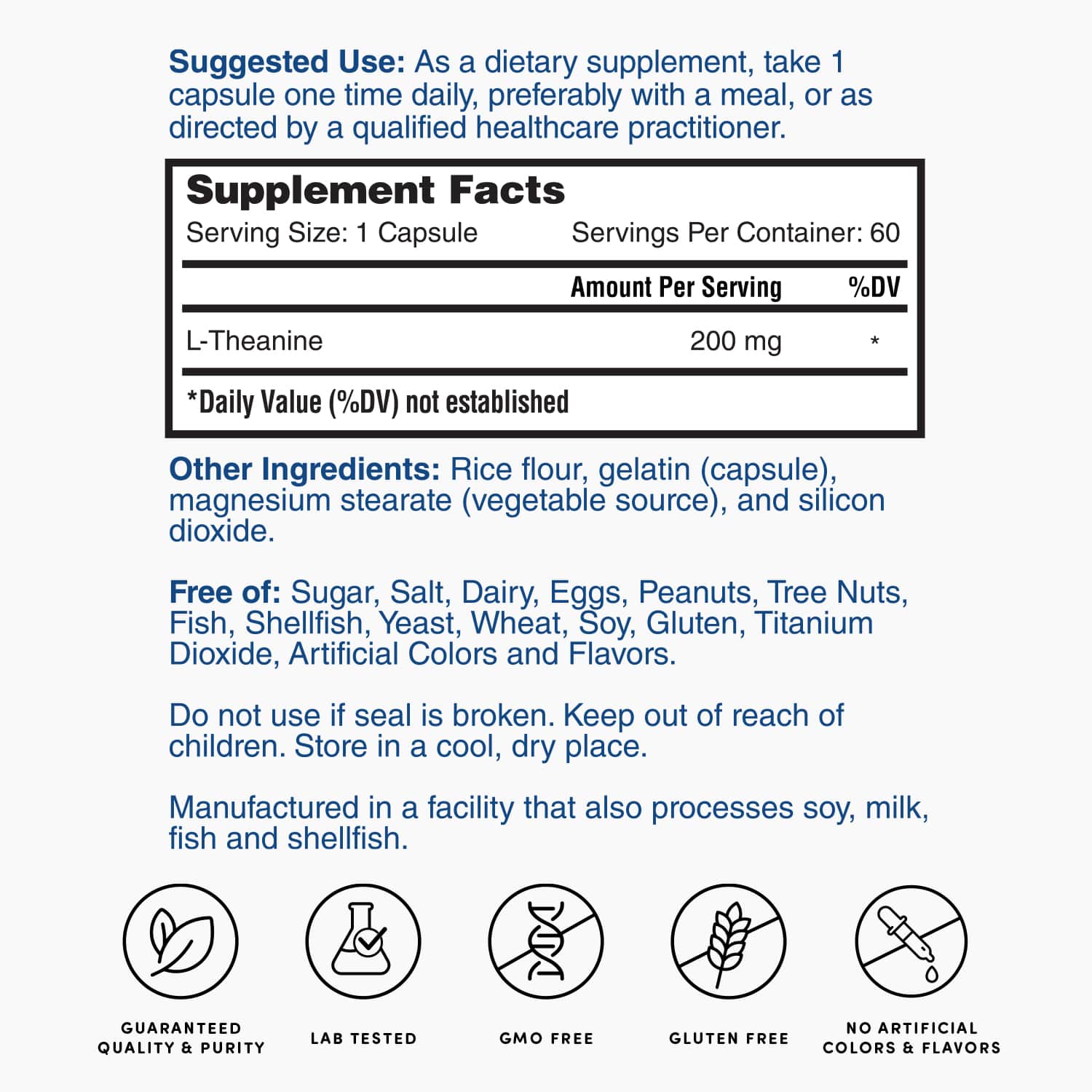 L-Theanine 200 mg - 60 Capsules