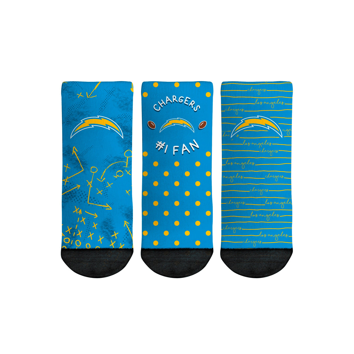 Los Angeles Chargers - Number 1 Fan 3-Pack (Toddler) Socks