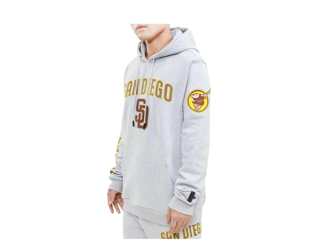 Pro Standard MLB San Diego Padres Stacked Logo Men Pullover Hoodie Heather Grey
