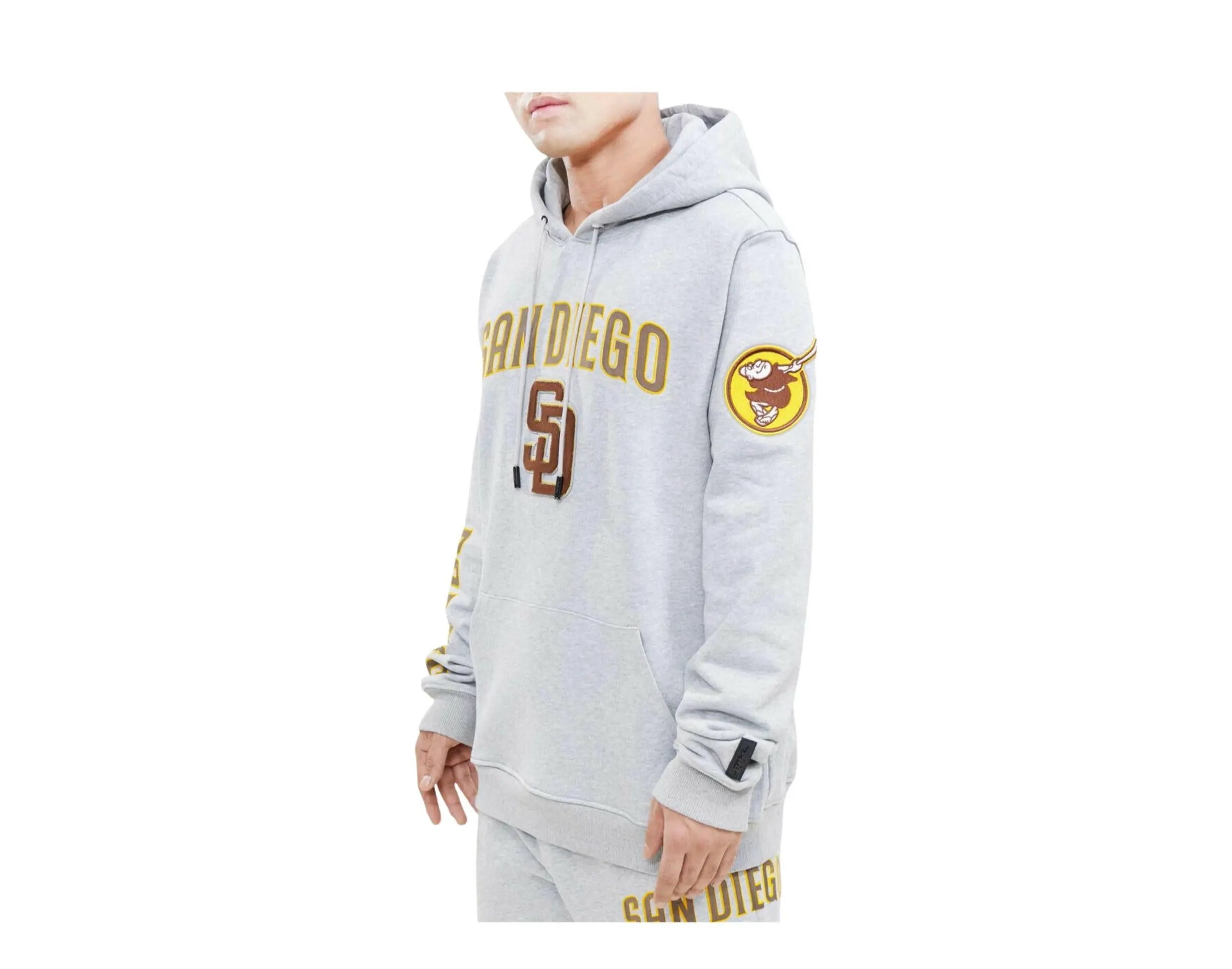 Pro Standard MLB San Diego Padres Stacked Logo Men Pullover Hoodie Heather Grey