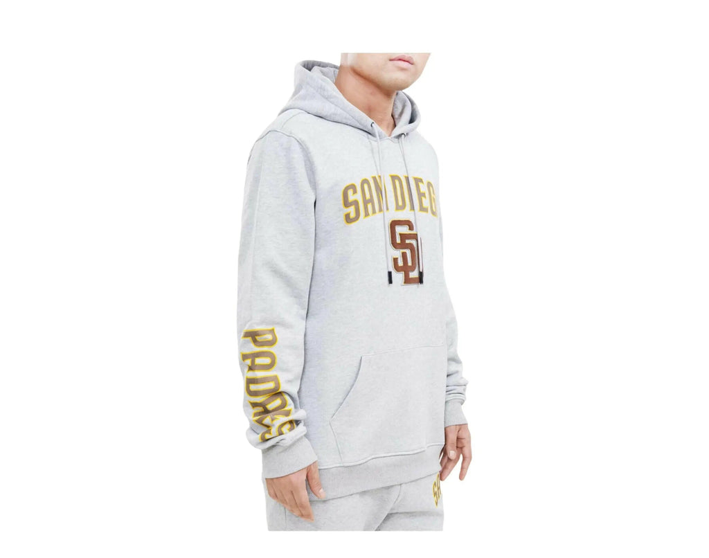 Pro Standard MLB San Diego Padres Stacked Logo Men Pullover Hoodie Heather Grey