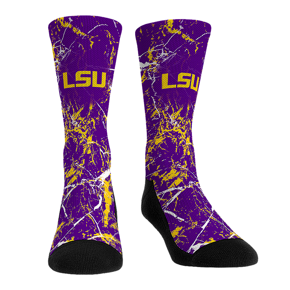 LSU Tigers - Cracked Marble Crew Socks