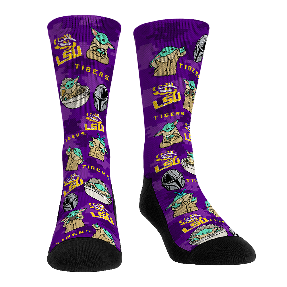 LSU Tigers - Star Wars - Grogu All-Over Crew Socks