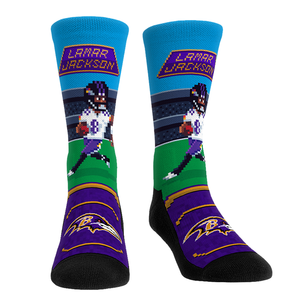 Lamar Jackson - Baltimore Ravens - 8-Bit (Box Set) Crew Socks