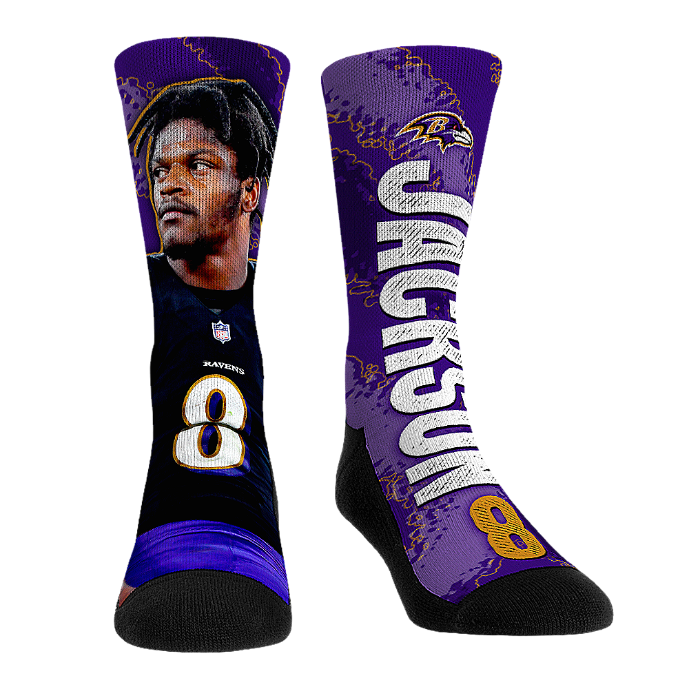 Lamar Jackson - Baltimore Ravens - Big Player Crew Socks
