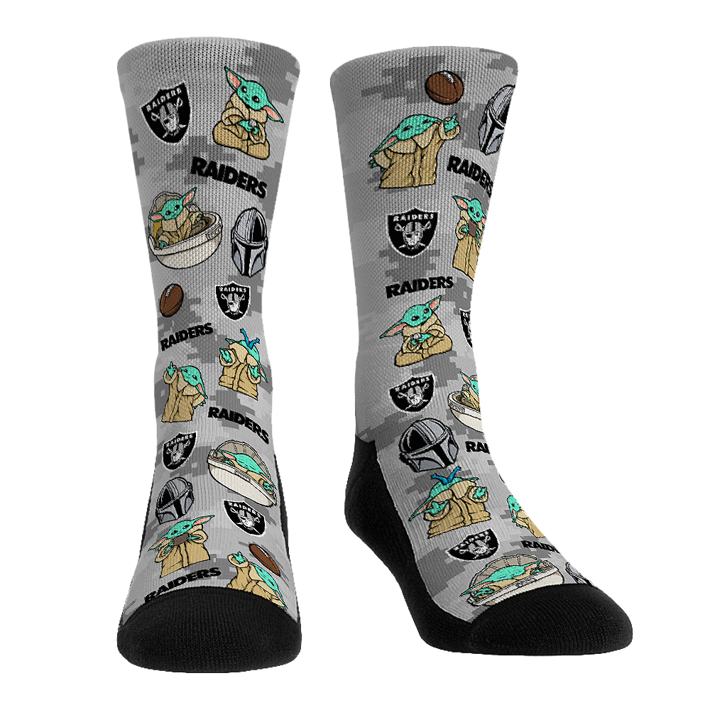 Las Vegas Raiders - Star Wars - Grogu All-Over Crew Socks