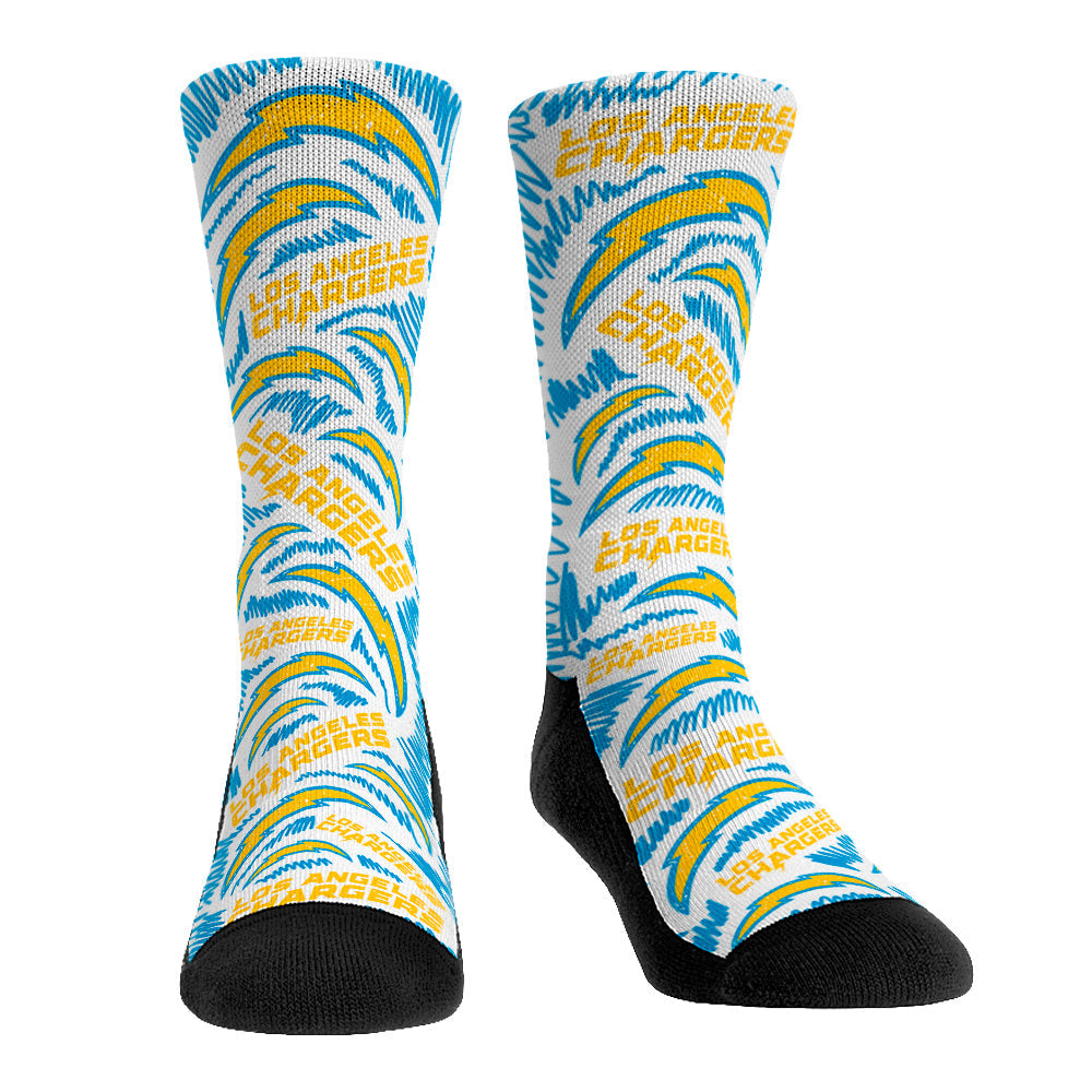 Los Angeles Chargers - Logo Sketch (White) Crew Socks