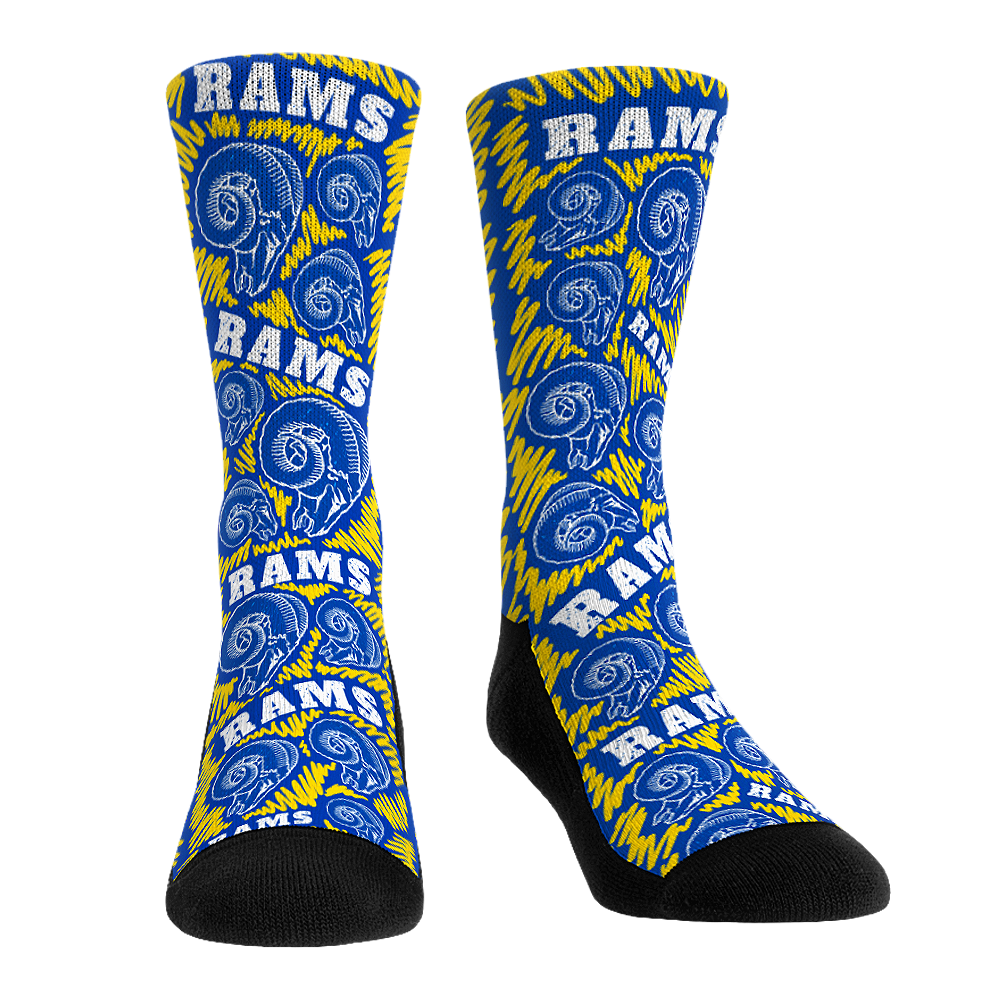 Los Angeles Rams - Throwback Logo Sketch Crew Socks