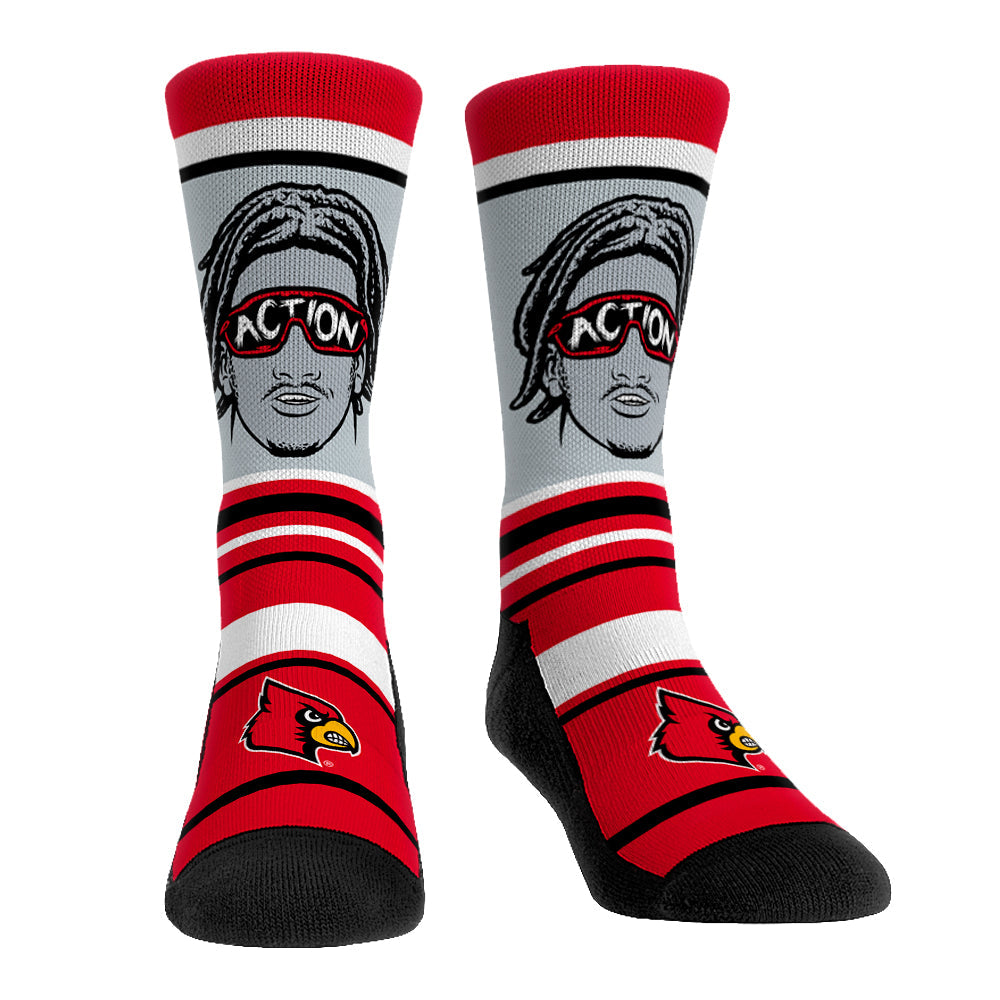 Lamar Jackson - Louisville Cardinals - Superstar Stripes Crew Socks