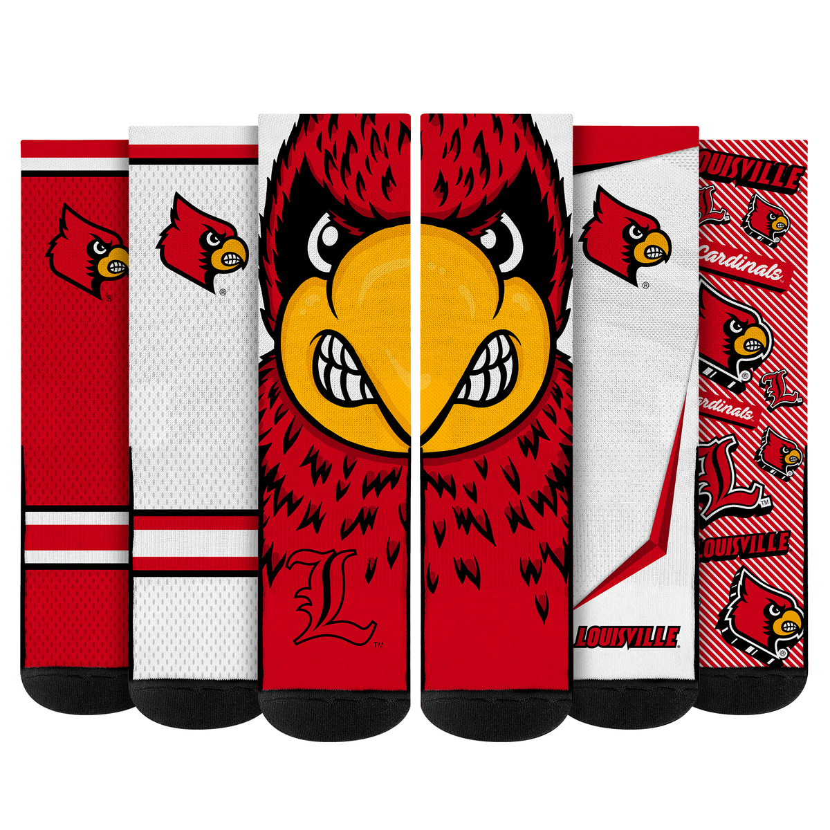 Louisville Cardinals - Super Fan Crew Socks 5-Pack