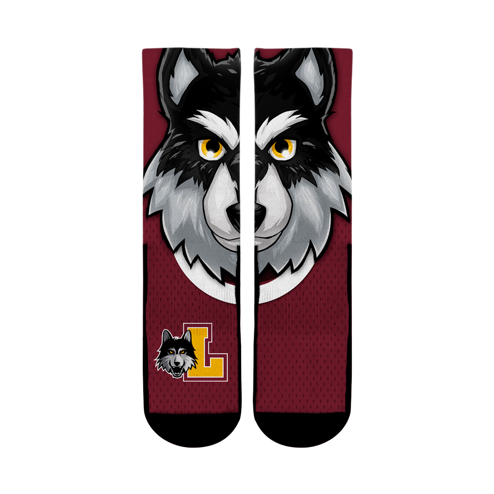 Loyola Chicago Ramblers - LU Wolf Mascot Crew Socks