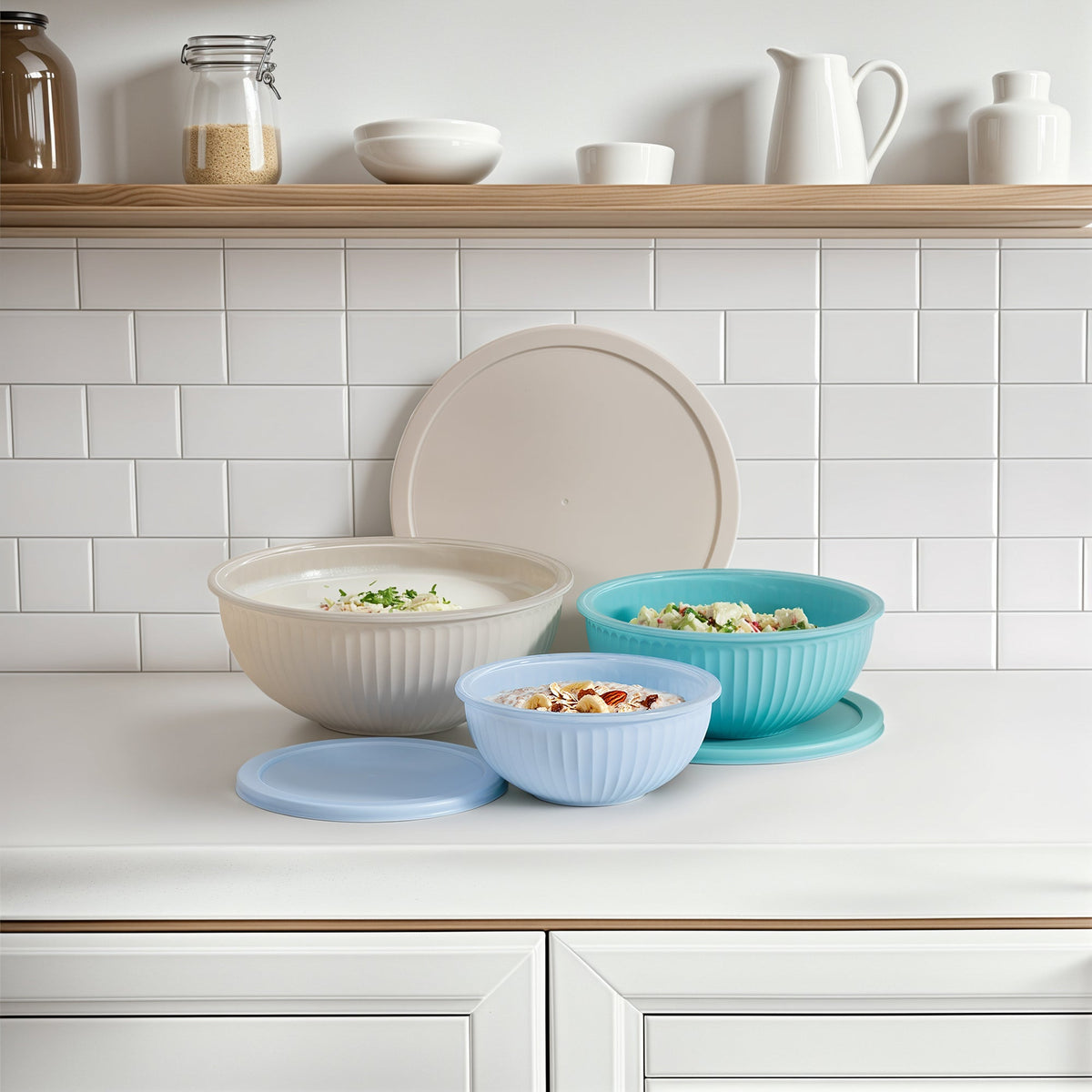 Genicook Rainbowl Three-Piece Glass Mixing Bowl Set