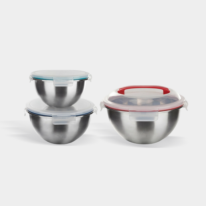 Genicook Mix and Carry Three-Bowl Stainless Steel Set