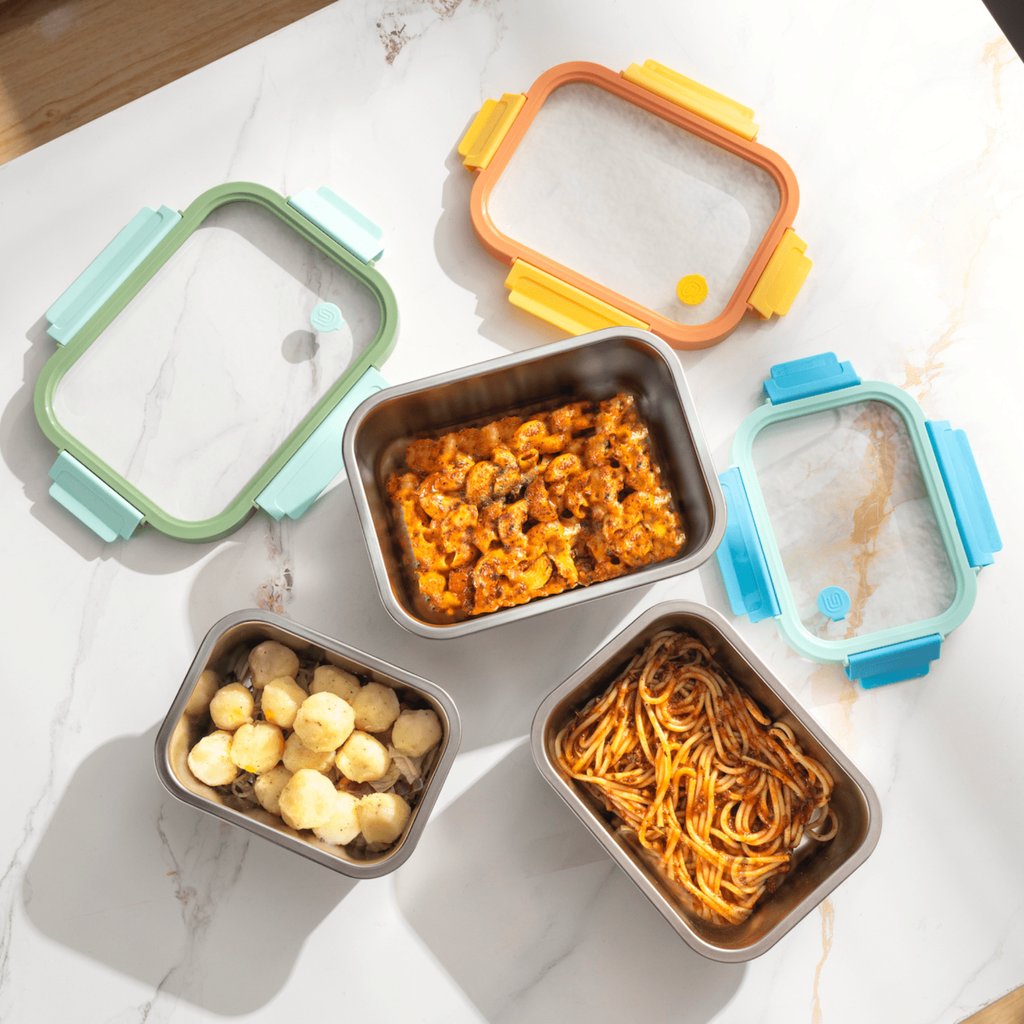 Genicook Three-Piece Rectangular Stainless Steel Food Container Set