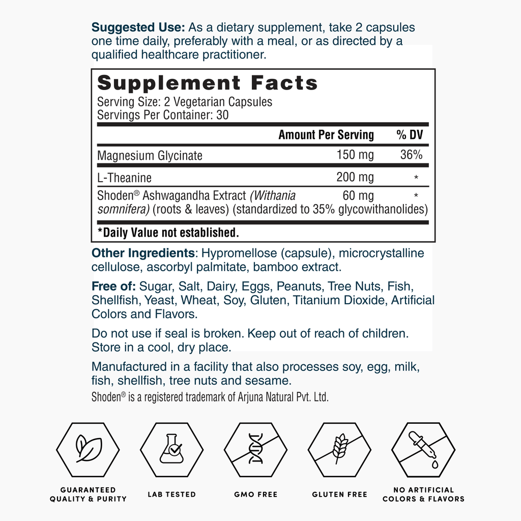 Gold Magnesium + Ashwagandha with L-Theanine - 60 Capsules