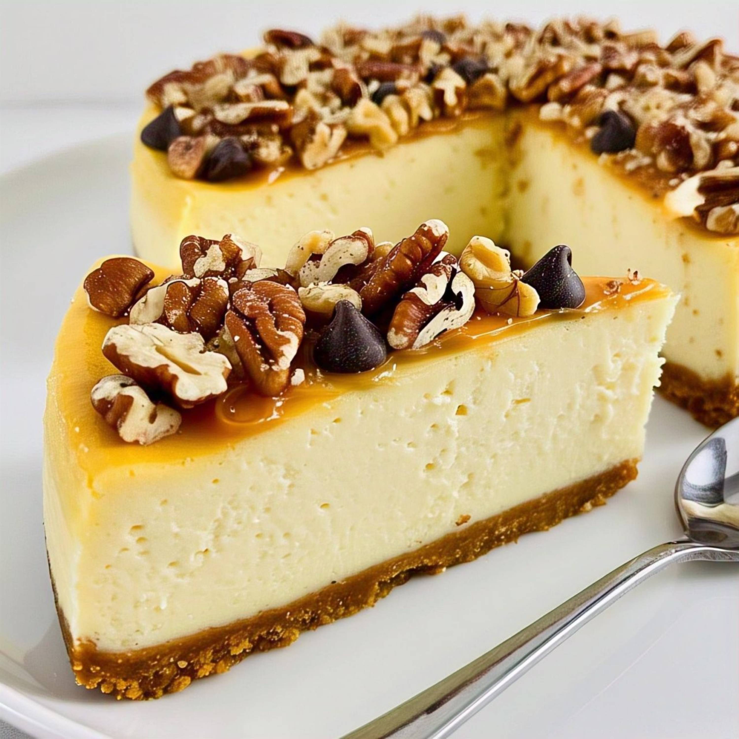 Andy Anand Turtle Cheesecake, 9 - Inch, 2 lb – Caramel, Chocolate Chips & Nuts, California Cream Cheese, No Preservatives, Birthday Gift Box