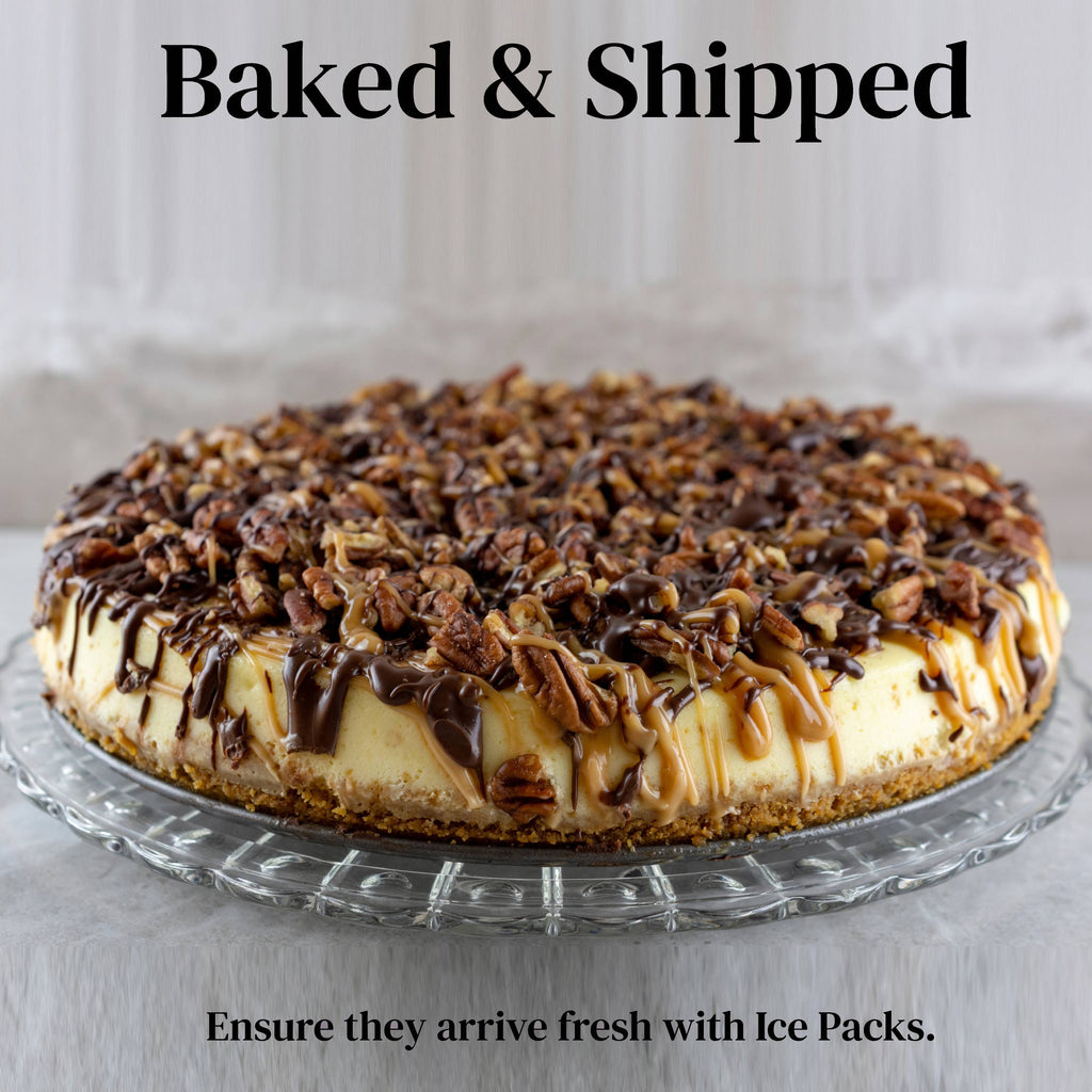Andy Anand Turtle Cheesecake, 9 - Inch, 2 lb – Caramel, Chocolate Chips & Nuts, California Cream Cheese, No Preservatives, Birthday Gift Box