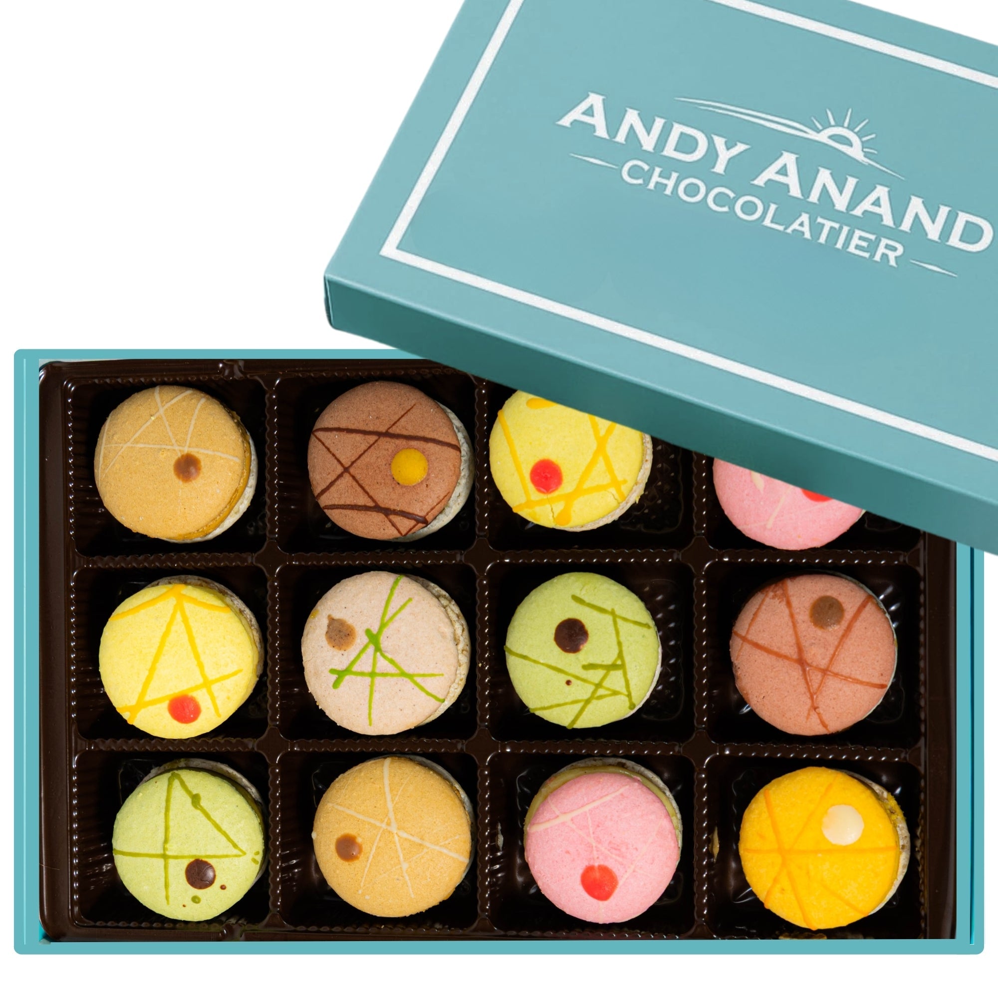 Andy Anand French Macarons, 24 - Piece Gift Box – Made Fresh Daily, Assorted Gourmet Flavors, Gluten - Free – Birthday & Holiday Celebration