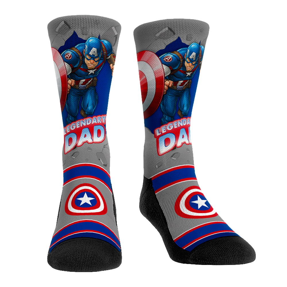Marvel - Captain America - Legendary Dad Crew Socks