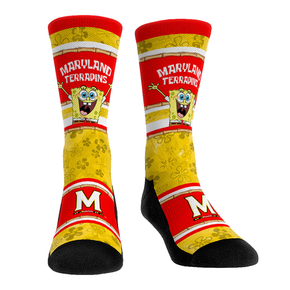 Maryland Terrapins - SpongeBob SquarePants Tiki Stripe Crew Socks