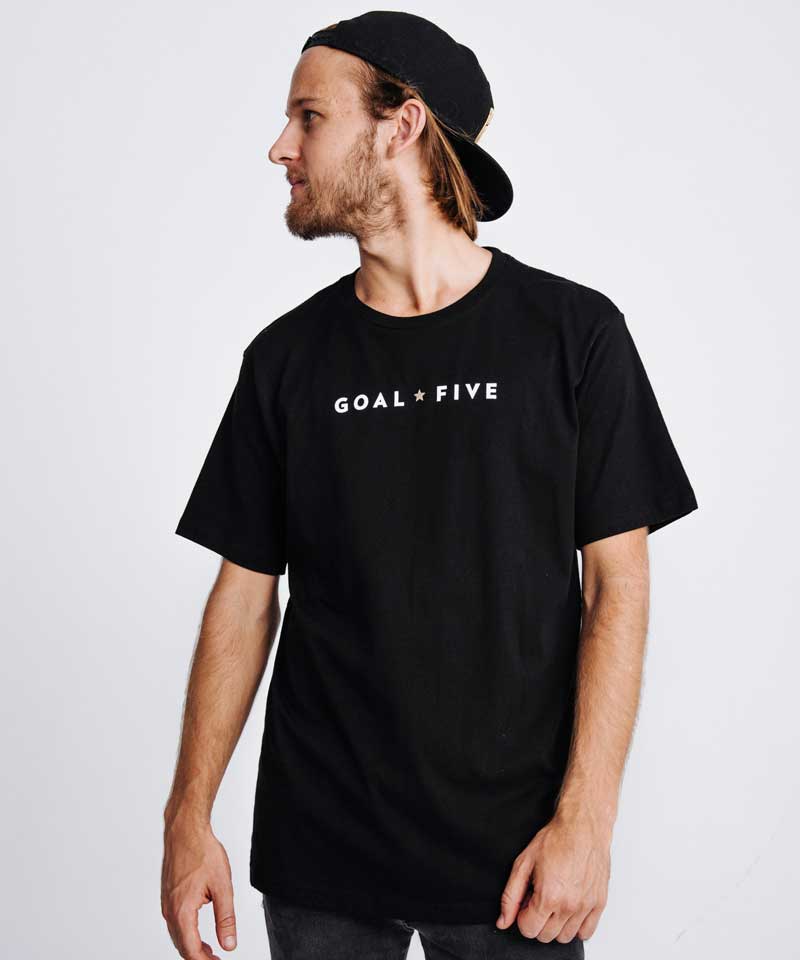 Goal Five Men's Black Cotton T - Shirt