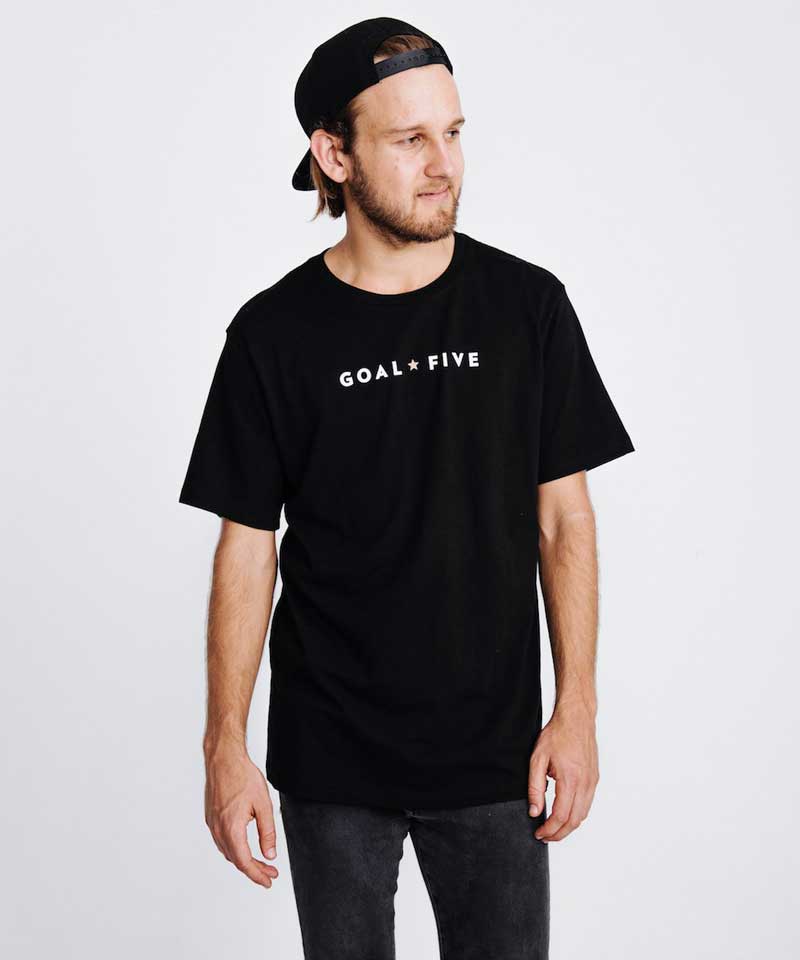 Goal Five Men's Black Cotton T - Shirt